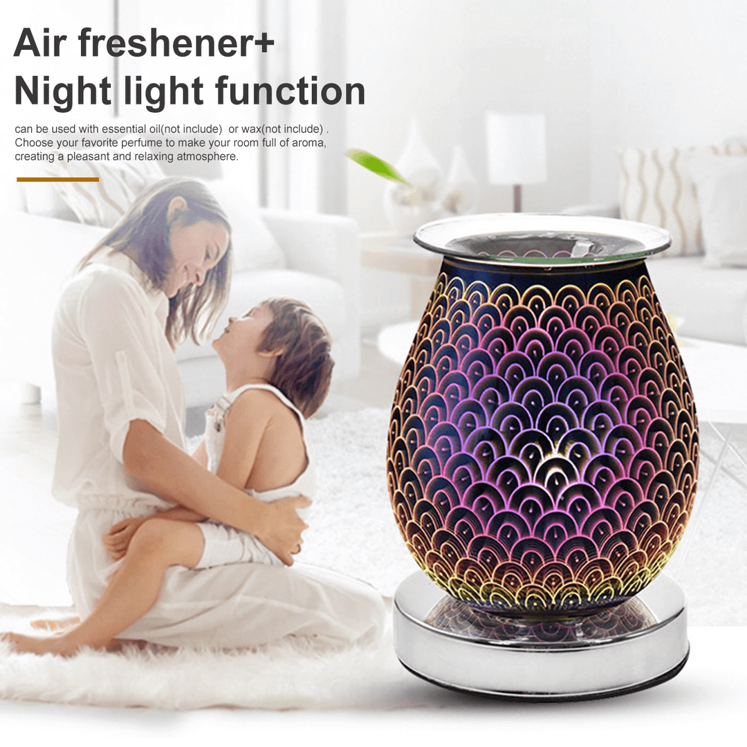 3D Glass Electric Aromatherapy Lamp Home Aromatherapy Machine Touch Feather Aroma Lamp - MRSLM
