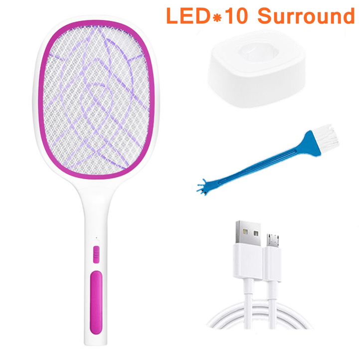 10 LED Handheld Electric Killing Fly Bug Trap LED Lamp UV Light USB Rechargeable - MRSLM