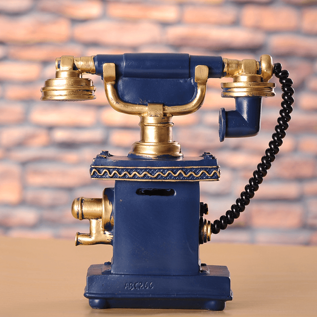 Vintage Rotary Telephone Statue Antique Shabby Old Phone Figurine Home Decorations - MRSLM