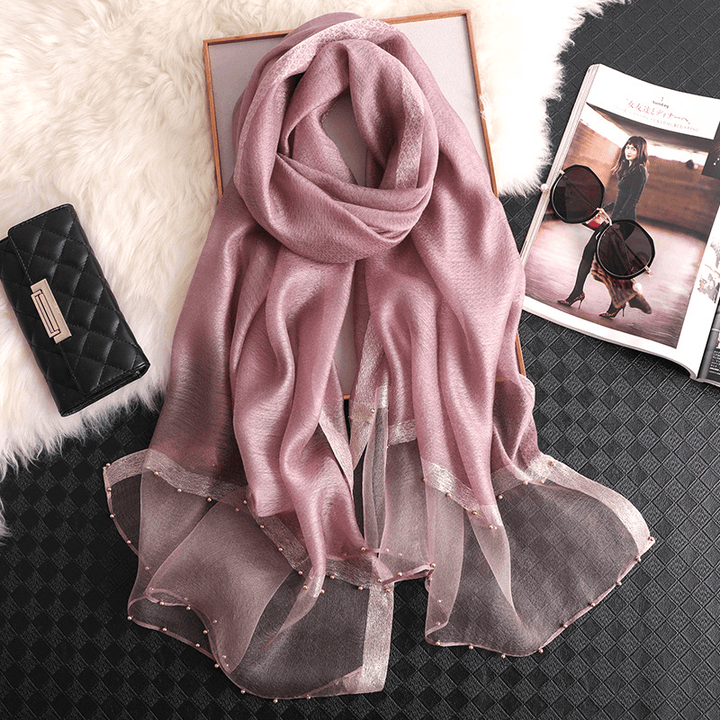 Fashion Big Red Silk Scarf Women'S Thin Scarf All-Match - MRSLM