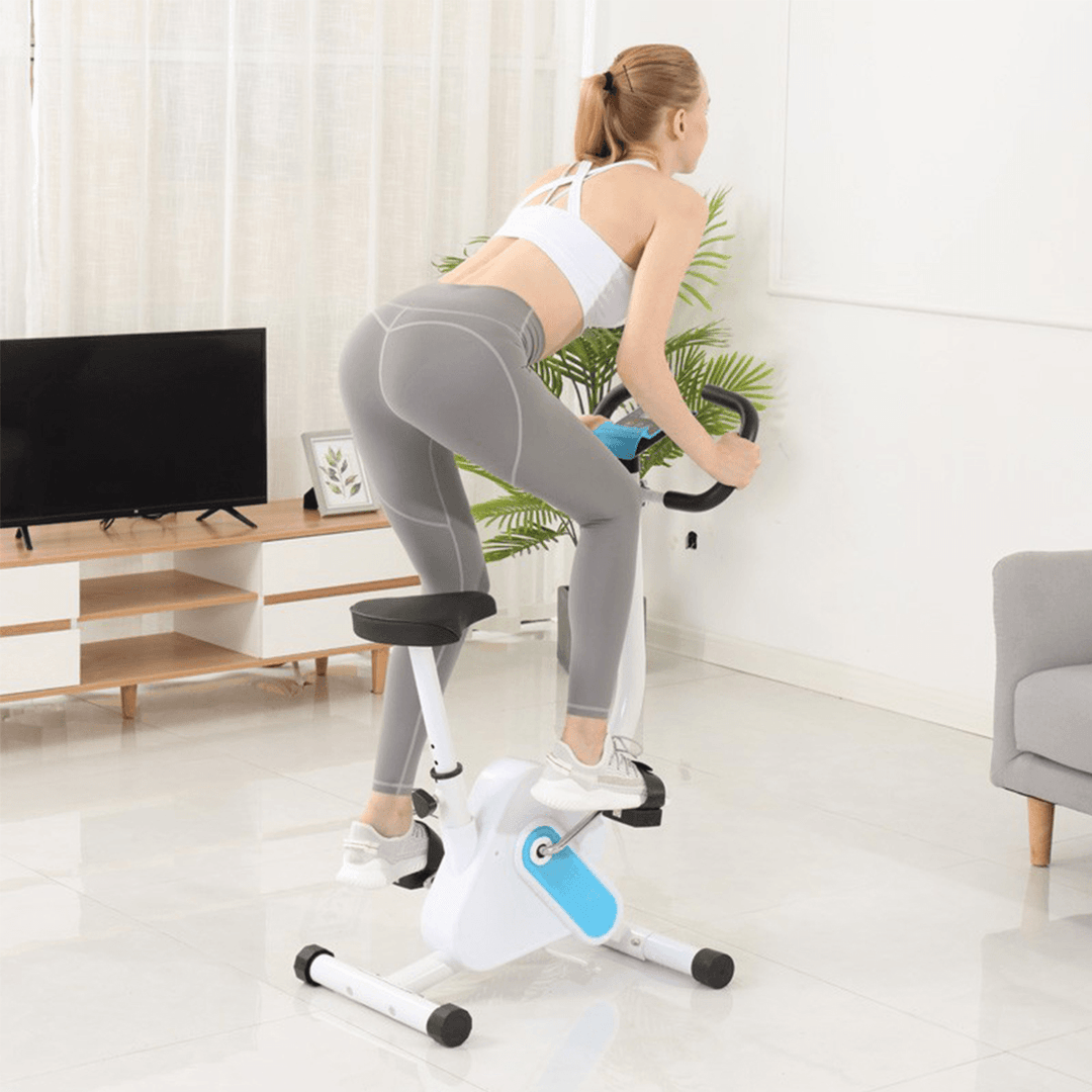 LED Display Fitness Upright Bicycle Folding Indoor Exercise Bike Cardio Trainer for Sport Workout Gym Fitness - MRSLM