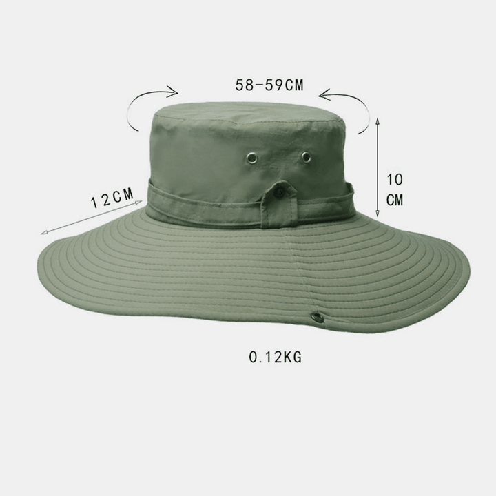 Mens Bucket Hat Waterproof Mesh Breathable Sunshade Cap 12 CM Oversized Brim Adjustable String Hat for Outdoor Climbing - MRSLM