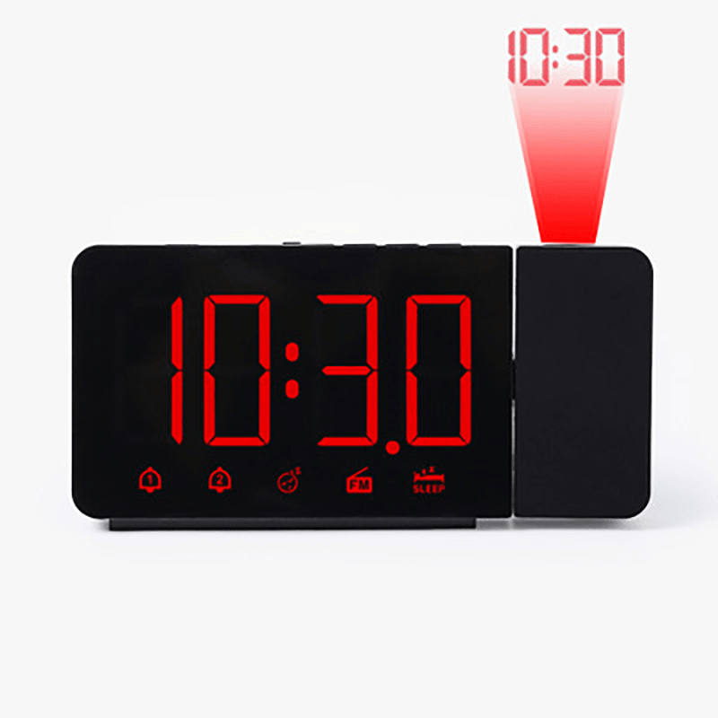 Multi-Function 360° Projection Alarm Clock 4 Brightness Adjustment Dual Alarms LCD Display Digital Clock - MRSLM