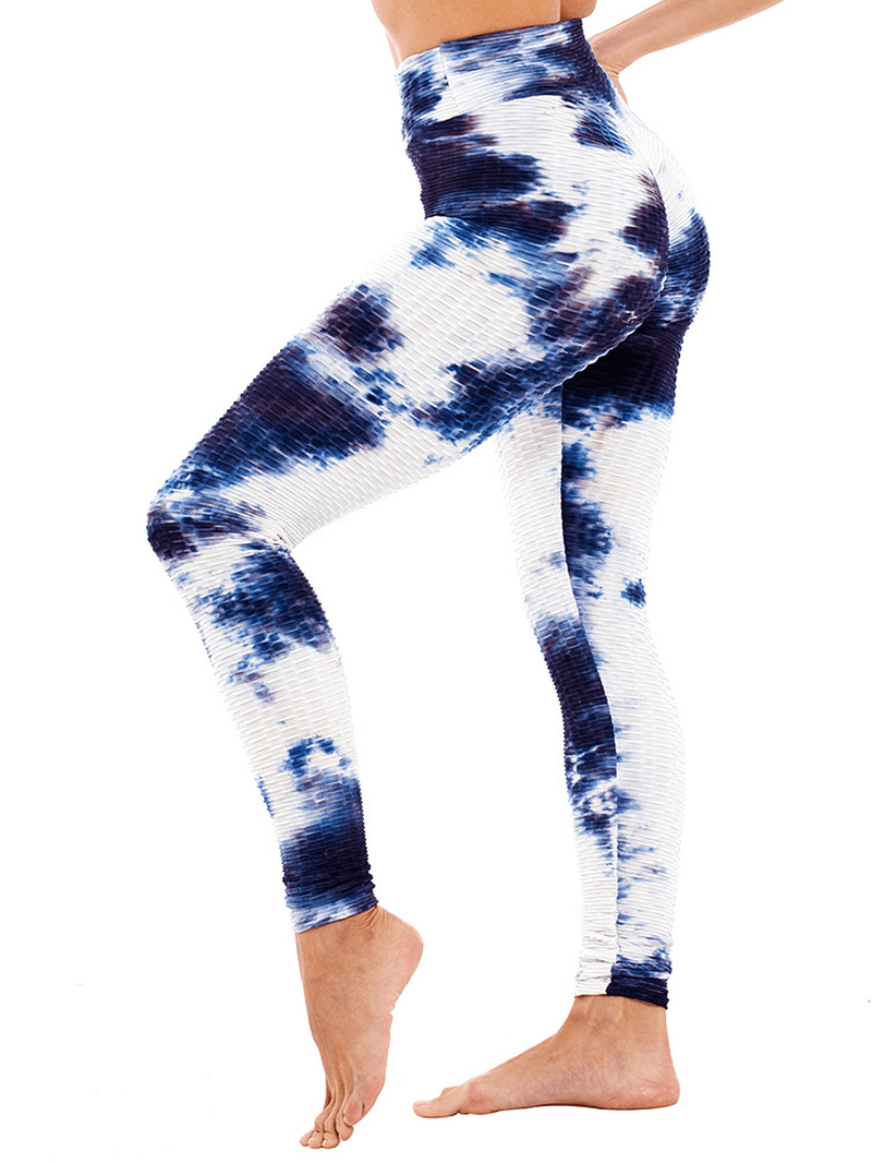 Tie-Dye Random Print High Waist Slim Sport Yoga Casual Leggings for Women - MRSLM