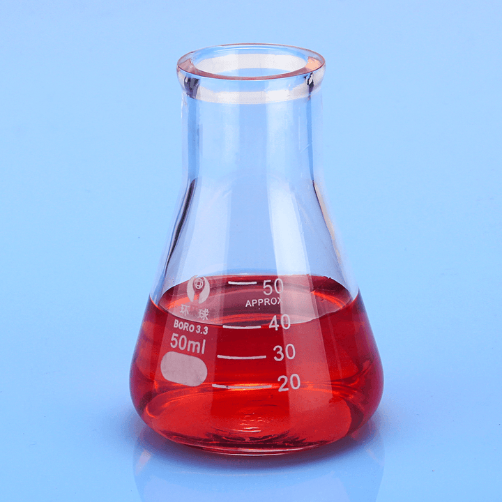 50Ml Lab Glass Erlenmeyer Conical Flask Bottle W/ Rim Borosilicate Laboratory Glassware - MRSLM
