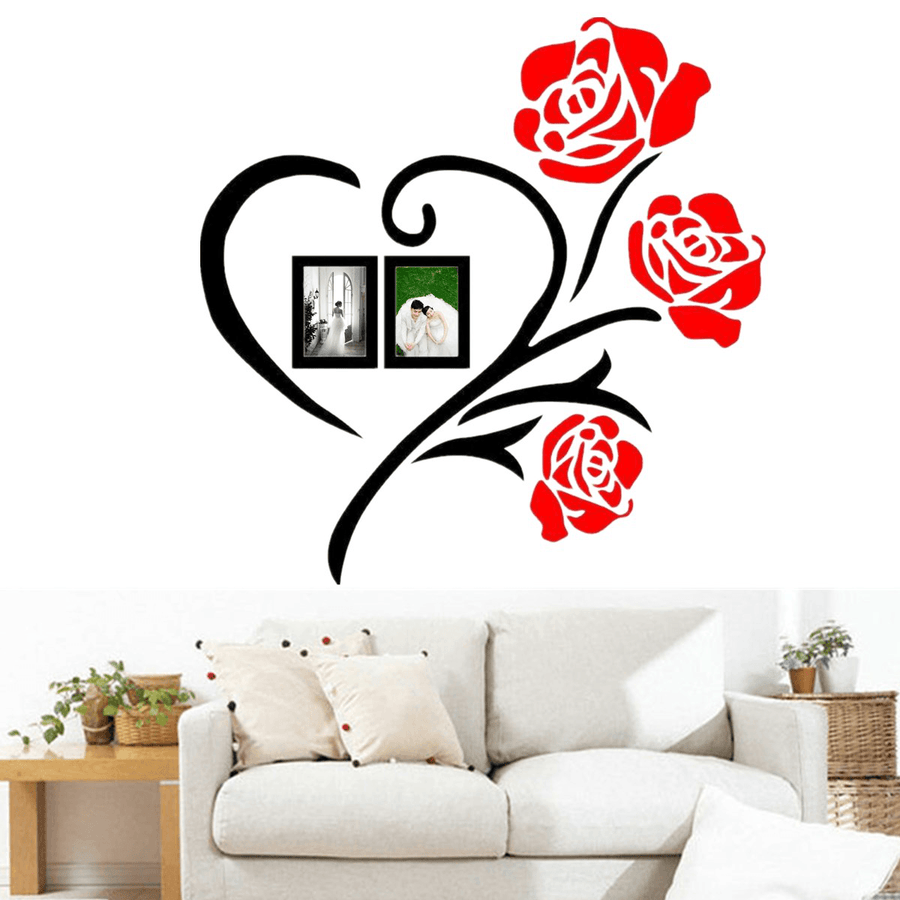 50X50/80X80Cm 3D Roses Acrylic Wall Sticker Vinyl Art Decor Living Room Home Decal - MRSLM