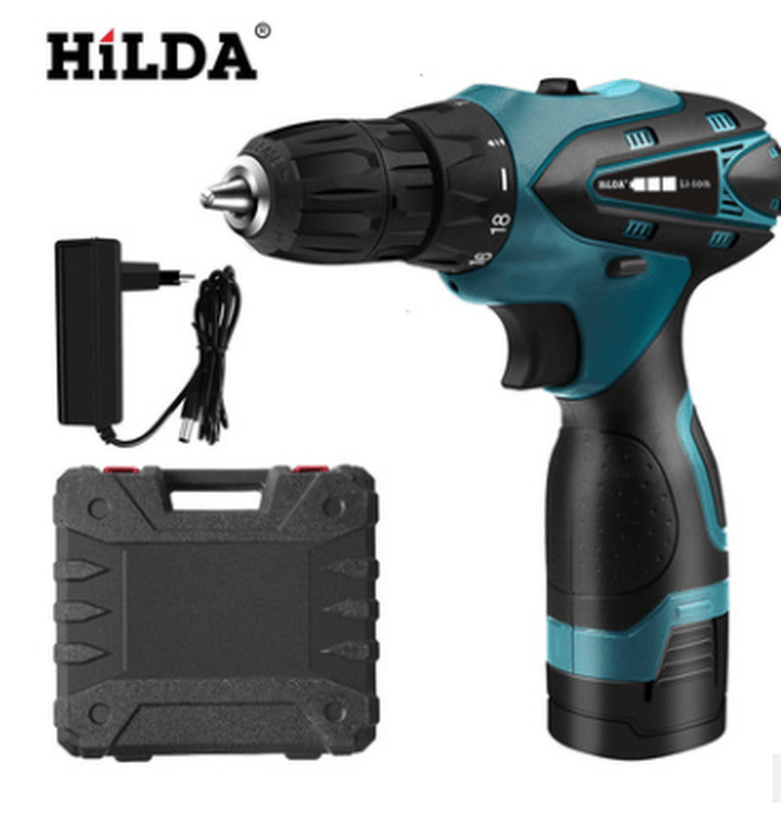 HILDA 16.8V LED Light Cordless Electric Drill Driver Lithium Battery 2 Speed Screwdriver Drill Power Tools Waterproof Hand Drill - MRSLM