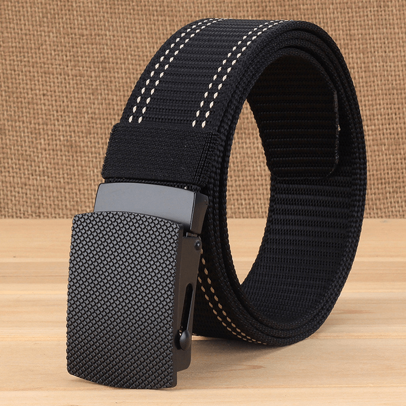 Men Casual Outdoor New Casual Nylon Belt Trendy Alloy Buckle Thick Belt - MRSLM