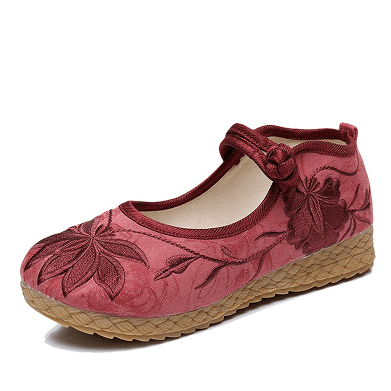 Women Embroidered Flower Soft Sole Casual Flat Loafers - MRSLM