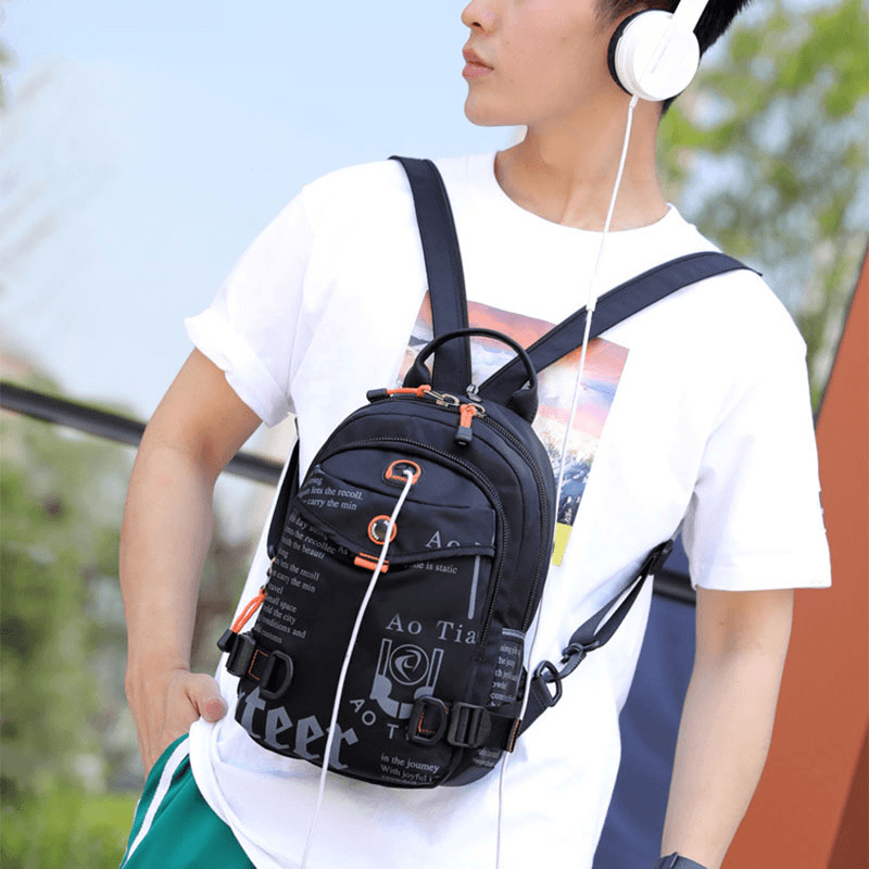 Men Fashion Large Nylon Waterproof Backpack Chest Bag - MRSLM