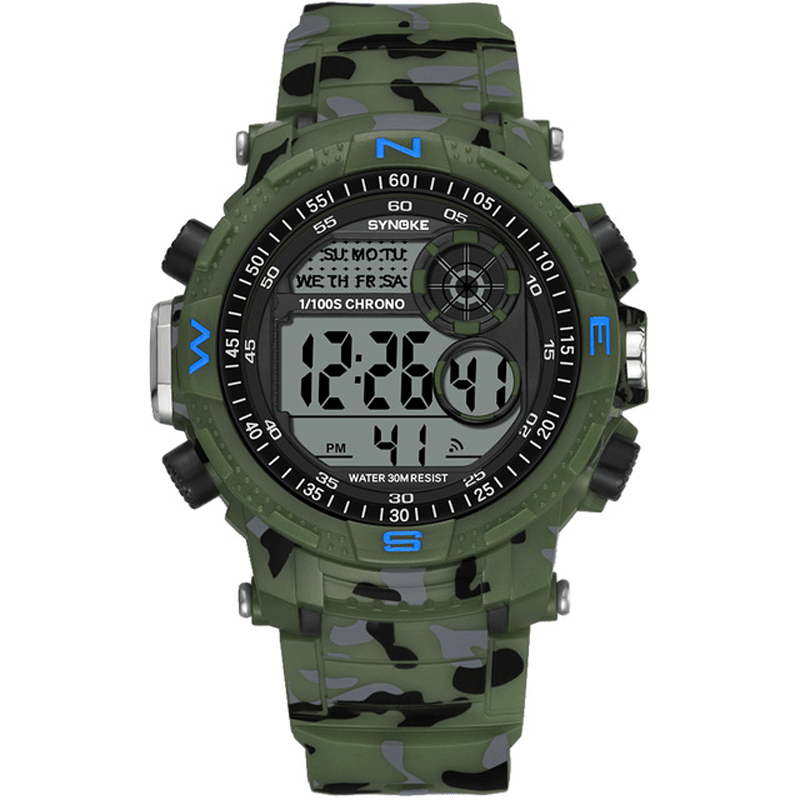 SYNOKE 9033 Sport Men Watch Waterproof Luminous Date Week Display Camouflage Outdoor Digital Watch - MRSLM