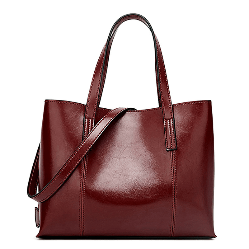 Women PU Leather Casual Handbag Large Capacity Tote Bag - MRSLM