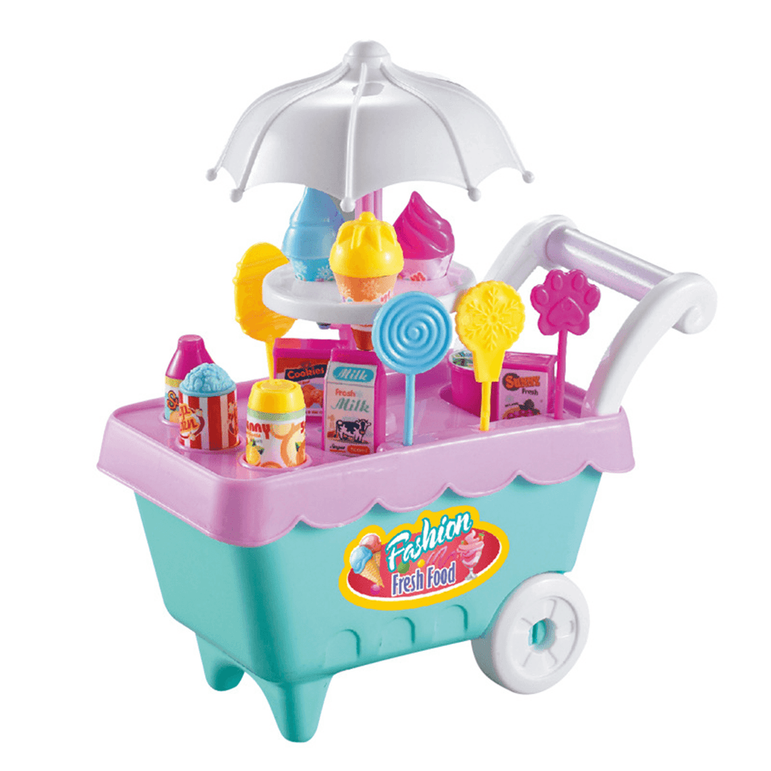 19 PCS Mini Candy Cart Detachable Ice Cream Shop Cart DIY Decoration Toys - MRSLM