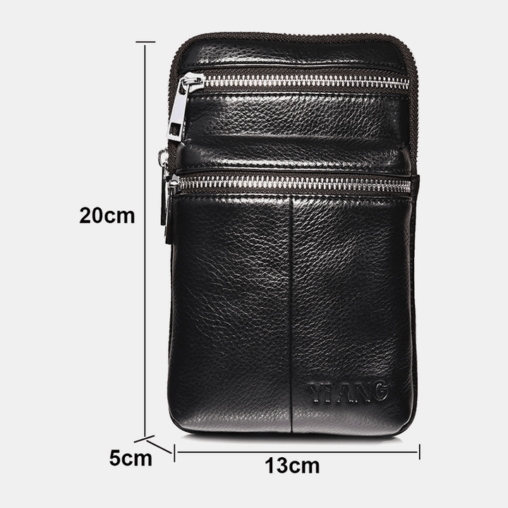 Men Genuine Leather Belt Bag Casual Crossbody Bag Shoulder Bag - MRSLM