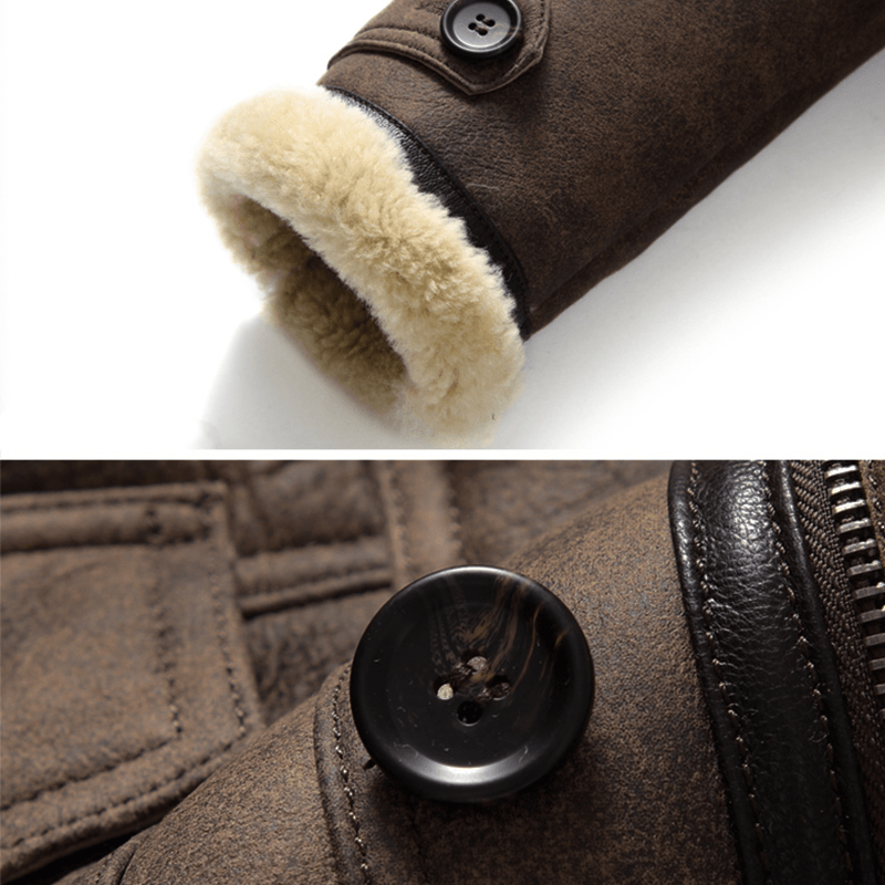 Charmkpr Mens Biker Jacket Big Pocket Shearling Faux Leather - MRSLM