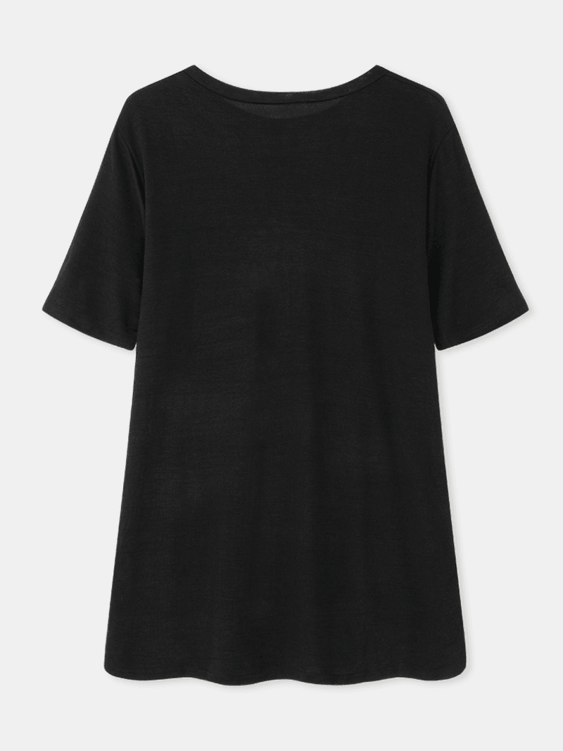 Women Daisy Embroidery round Neck Casual Short Sleeve T-Shirts - MRSLM