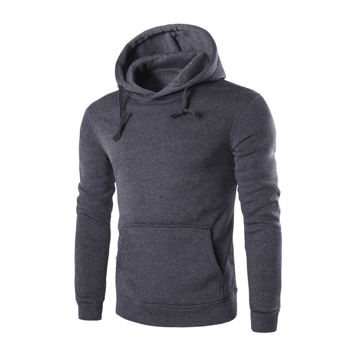 Pure Color Slim Men'S Hooded Long Sleeve Casual Simple Pullover Sweater - MRSLM