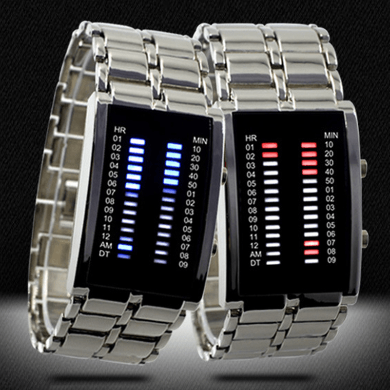 Binary LED Display Men Business Luminous Waterproof Electronic Digital Watches - MRSLM