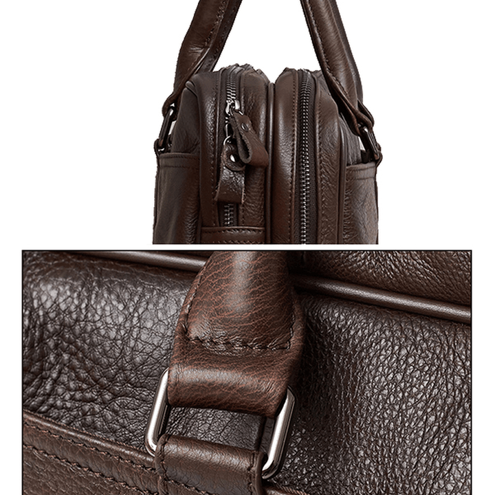 Genuine Leather Business Laptop Bag Briefcase Crossbody Bag - MRSLM