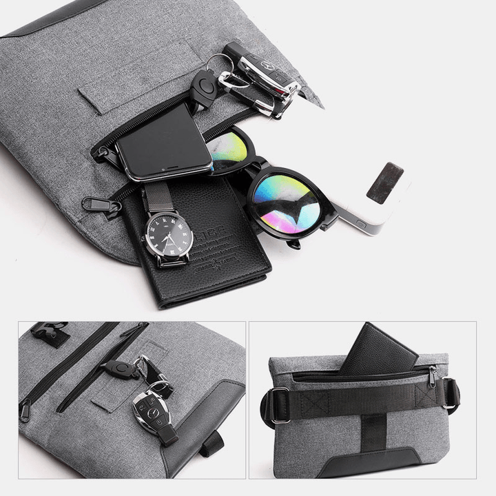 Men USB Charging Solid Color Casual Outdoor Sport Multi-Carry Chest Bag Crossbody Bag Belt Bag - MRSLM