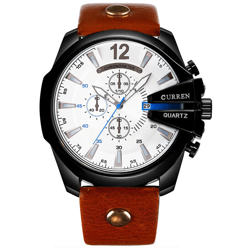 CURREN 8176 Fashion Men Watch Creative Dial Waterproof Leather Strap Quartz Watch - MRSLM
