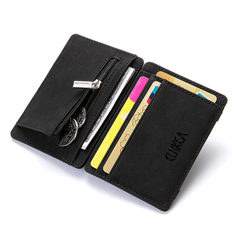 Men Faux Leather Creative Magic Wallet Zipper Coin Bag - MRSLM