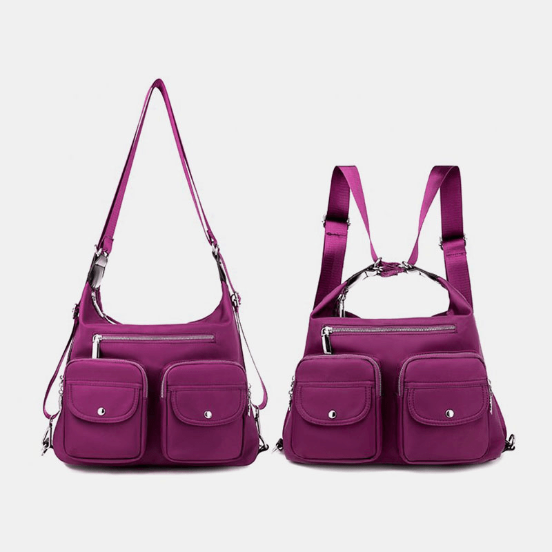Women Waterproof Multi-Carry Multi-Pocket Solid Crossbody Bag Backpack - MRSLM