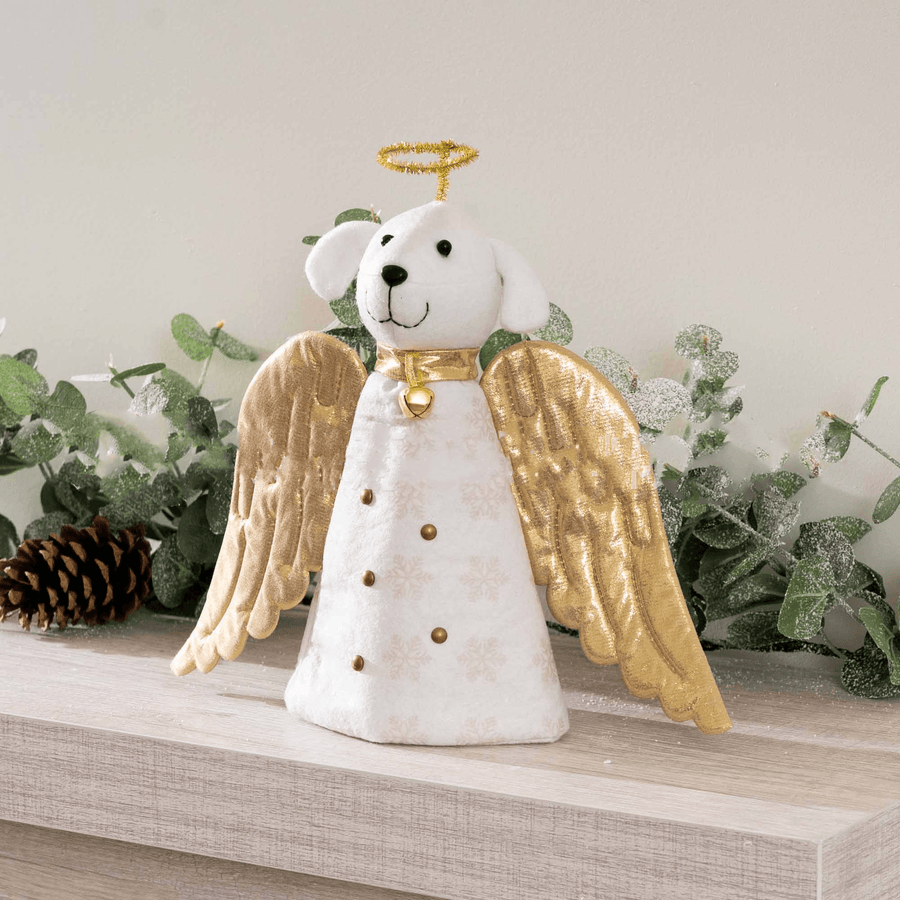 Christmas Miracle Golden Angel Dog Artisan Tree Topper - MRSLM