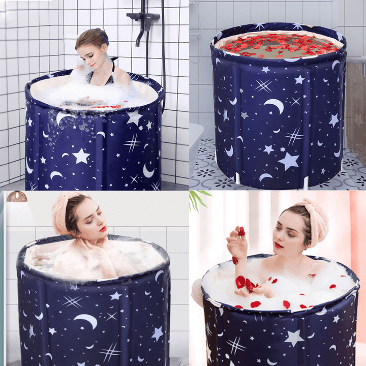 Portable Foldable Home Bath Bucket Thermal Warm Water Tub Thicken Spa for Bathroom - MRSLM