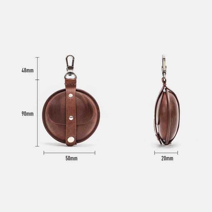 Men Retro Genuine Leather Coins Bag Bluetooth Headset - MRSLM