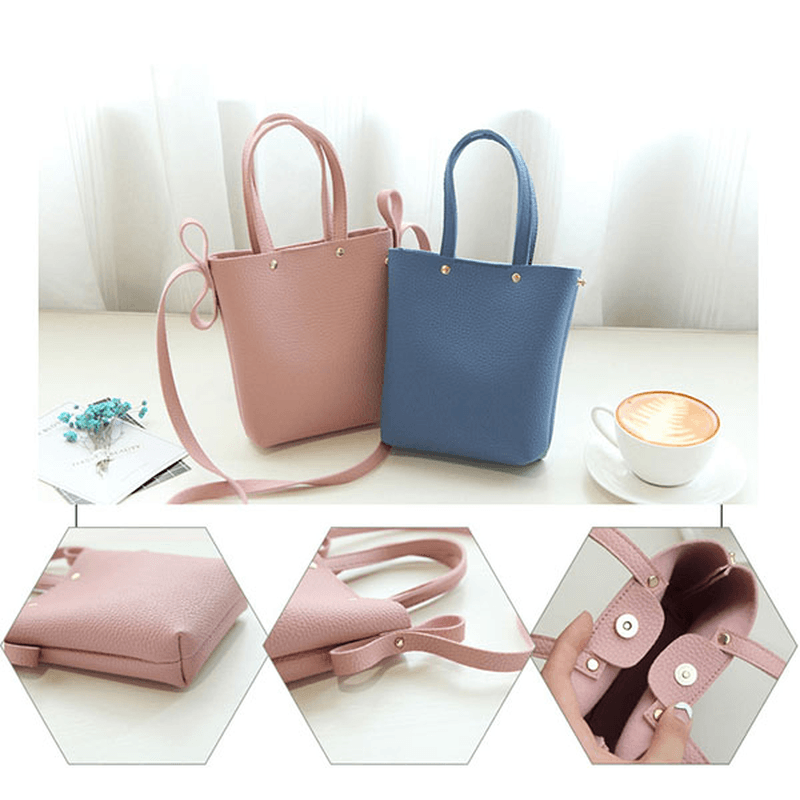 Women PU Leather Candy Color Small Handbag Phone Bag Shoulder Bag Crossbody Bag - MRSLM