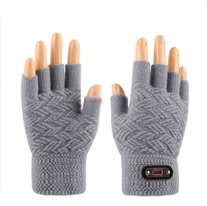 Knitted Touch Screen Men'S Warm Half-Finger Gloves - MRSLM