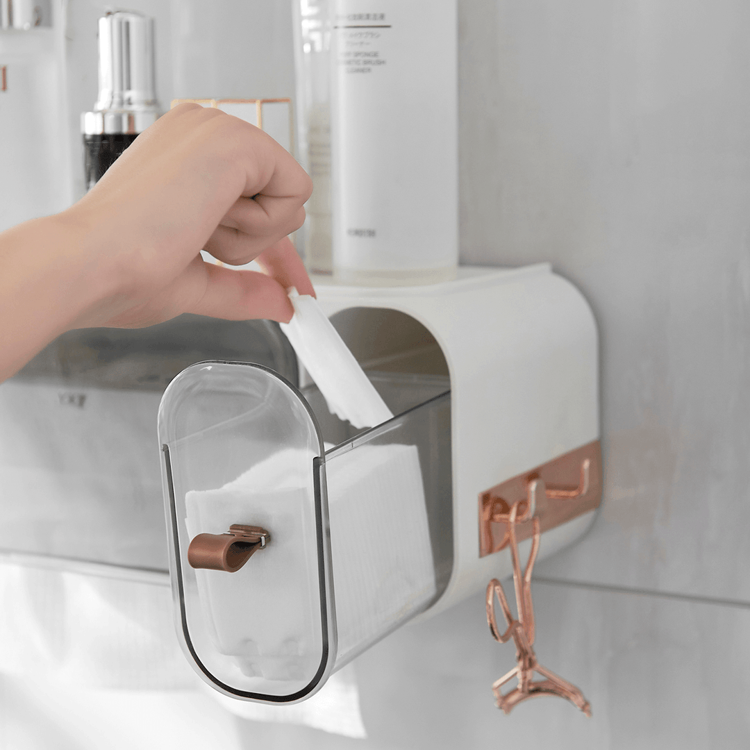 Wall Mounted Toilet Paper Roll Holder Bathroom Tissue Box Dispenser Waterproof - MRSLM