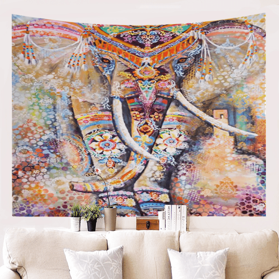 Mandala Tapestry Elephant Psychedelic Tapestry Animal Wall Hanging Bohemia Wall Tapestry Galaxy for Home Decor Hippie Blanket - MRSLM
