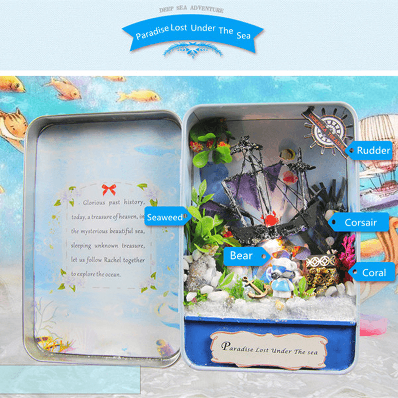 Hoomeda E005 Paradise Lost under the Sea DIY Dollhouse Kit Box Theater Collection Gift - MRSLM