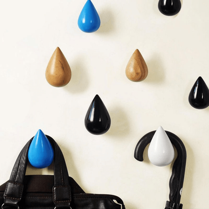 Honana BS-439 Creative Water Droplets Hook Solid Wooden Coat Cap Hooks for Hanging Storage Wall Decorative Hooks Coat Hanger - MRSLM