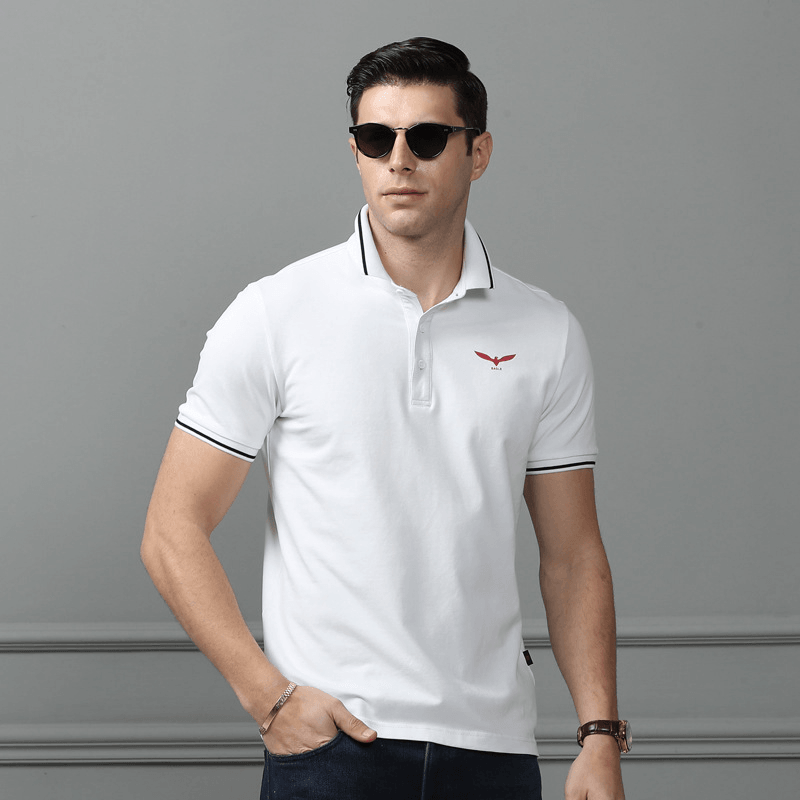 Men'S New Business Cotton Short Sleeve Embroidered Golf Casual T-Shirts - MRSLM