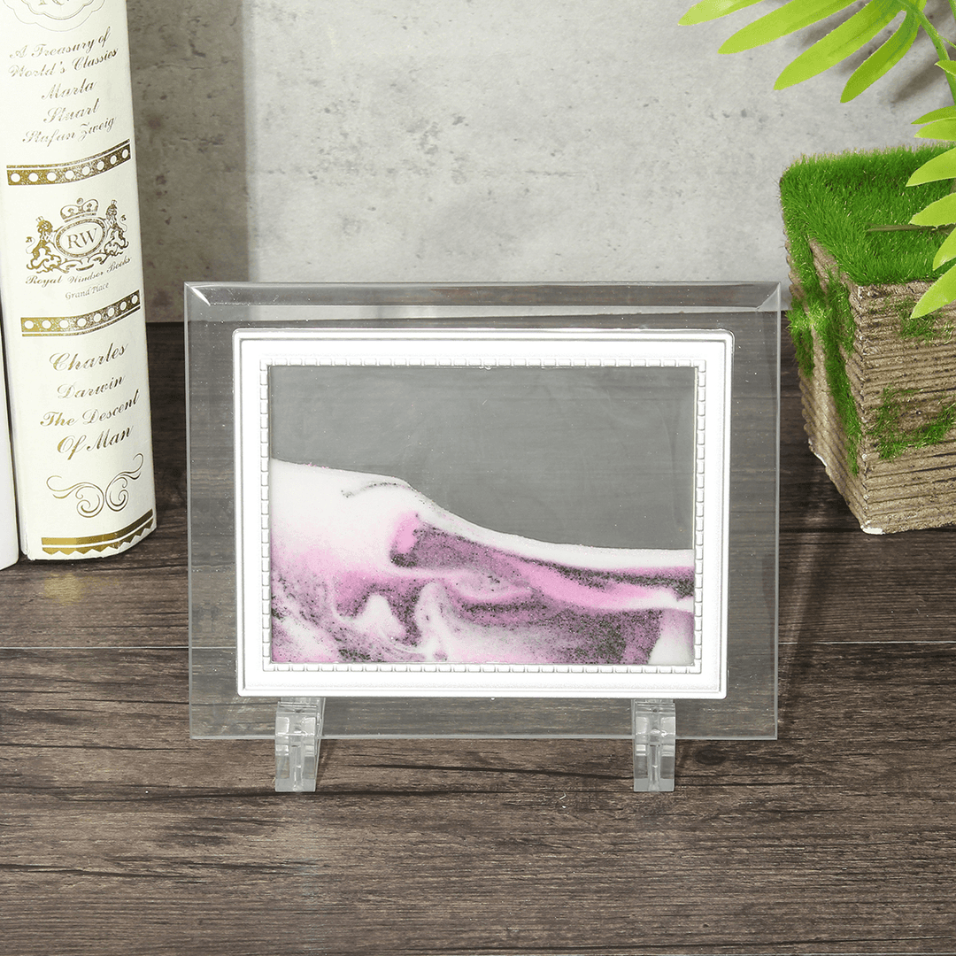 6.6X5'' Framed Moving Sand Time Glass Picture Home Office Desk Art Decor Gifts - MRSLM