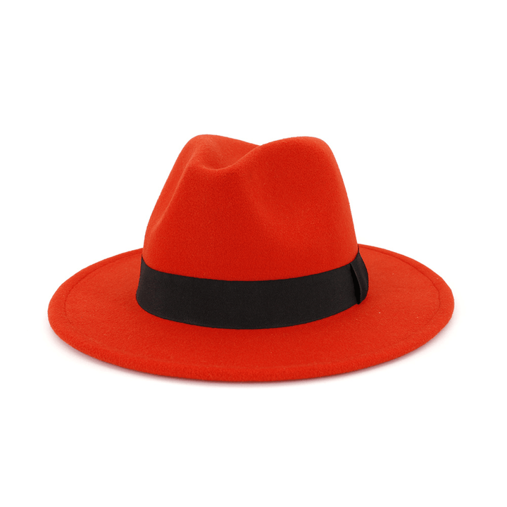 Black Top Hat European and American British Style All-Match Flat-Brimmed Jazz Hat Woolen Hat - MRSLM