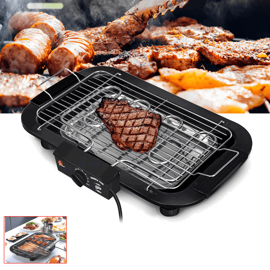 220V Portable Electric Grill Smokeless Electric Pan Grill BBQ Griddle Mini Non-Stick Plate Electric Home Barbecue Grill Machine - MRSLM