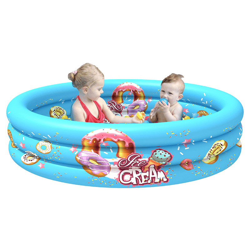 130Cm Children Swimming Pool Bathing Tub Baby Toddler Paddling Inflatable Swimming Pool with Swimming Ring and Ball - MRSLM