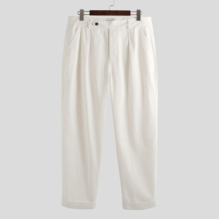Mens Solid Color Cotton Comfortable Casual Pants - MRSLM