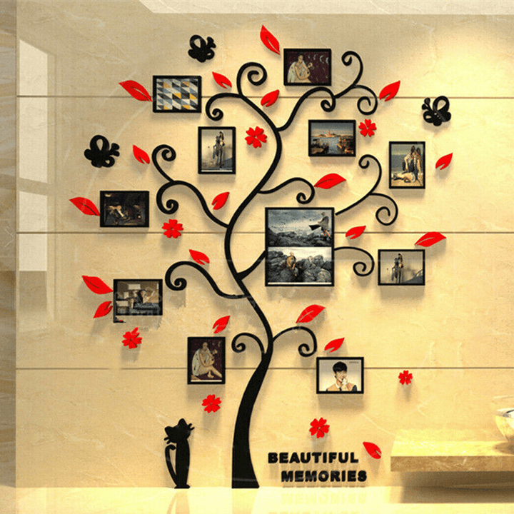 Photo Picture Frame Family Tree 3D Acrylic Home Wall Sticker Removable Decoration - MRSLM
