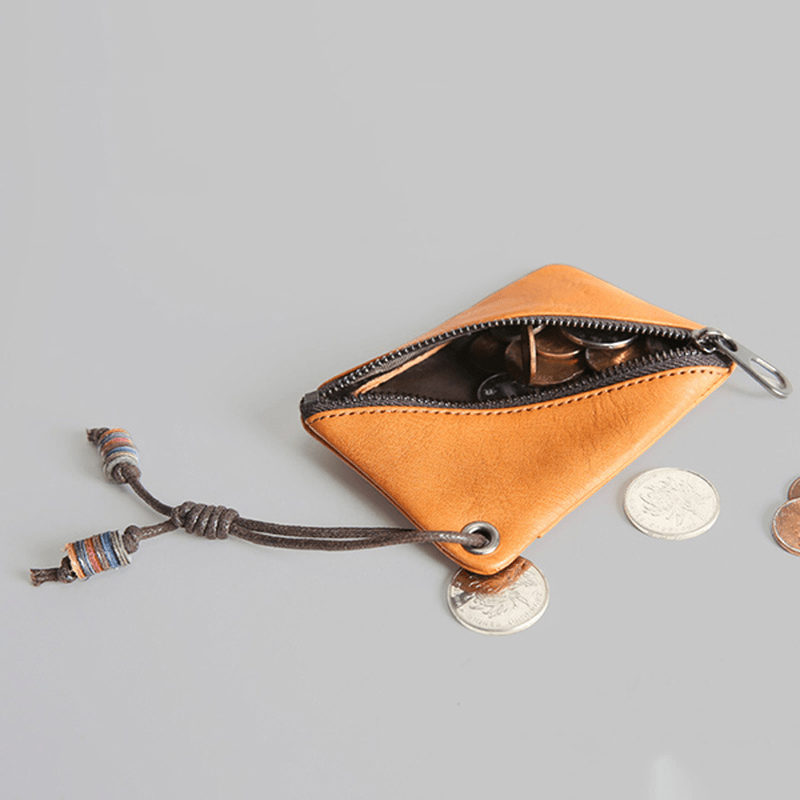 Genuine Leather Solid Zipper Coin Purse Wallet for Men Women - MRSLM
