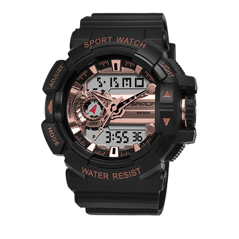 SANDA 599 Luminous Display Candar Stopwatch Men Fashion Sport Watch Dual Disaplay Digital Watch - MRSLM