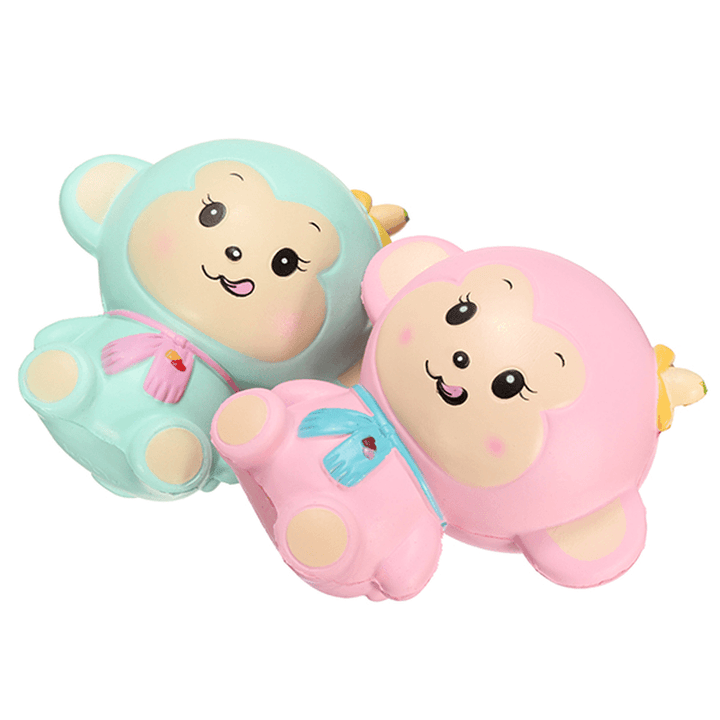 Woow Squishy Monkey Slow Rising 12Cm with Original Packaging Blue and Pink - MRSLM