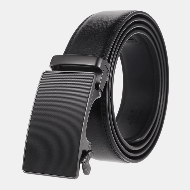 Men Genuine Leather Solid Color Cowhide Automatic Buckle Wild Business Casual Jeans Suits Belt - MRSLM
