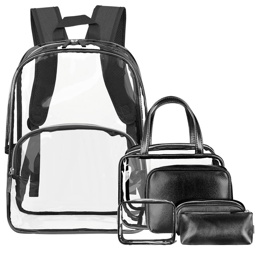 Women Transparent Clear Jelly Patchwork PVC Beach Bag Backpack Handbag - MRSLM