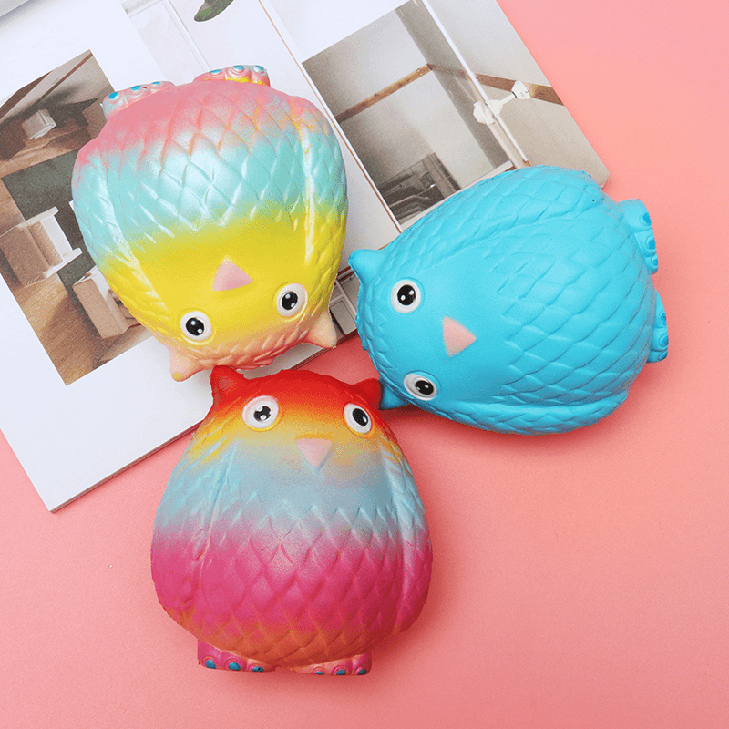 Jumbo Squishy Rainbow Owl 12Cm Soft Slow Rising Toy with Original Packing - MRSLM