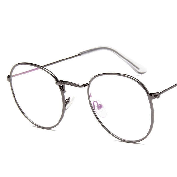 Literary Style Flat Mirror Metal Frame Open-Ball Elliptic Glasses 3447 for Men and Women - MRSLM